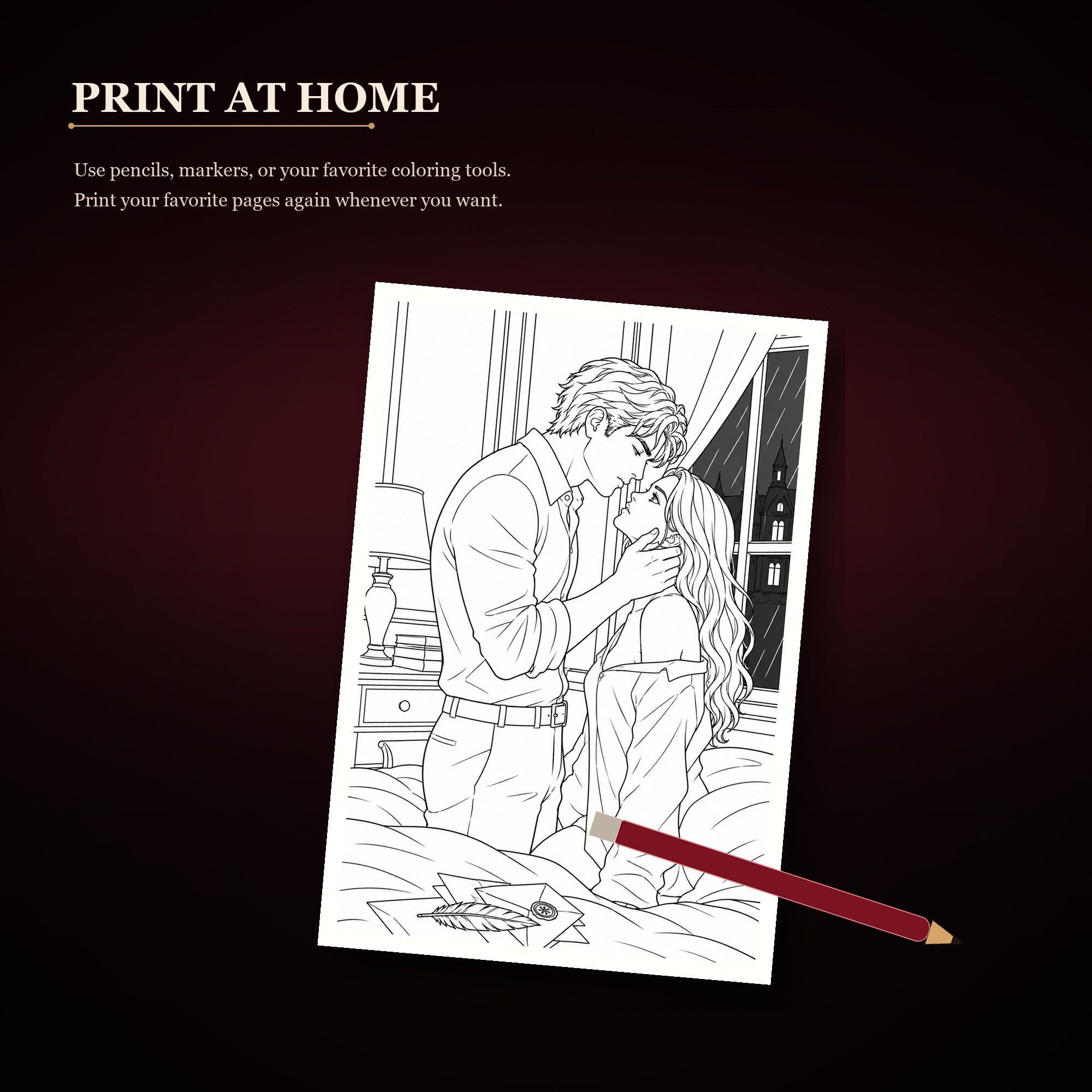 Dark Romance Coloring Book - Printable PDF