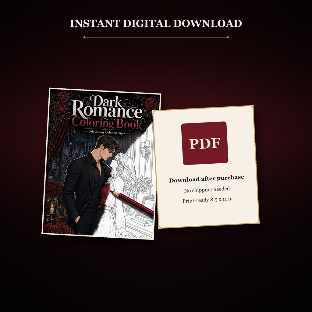 Dark Romance Coloring Book - Printable PDF