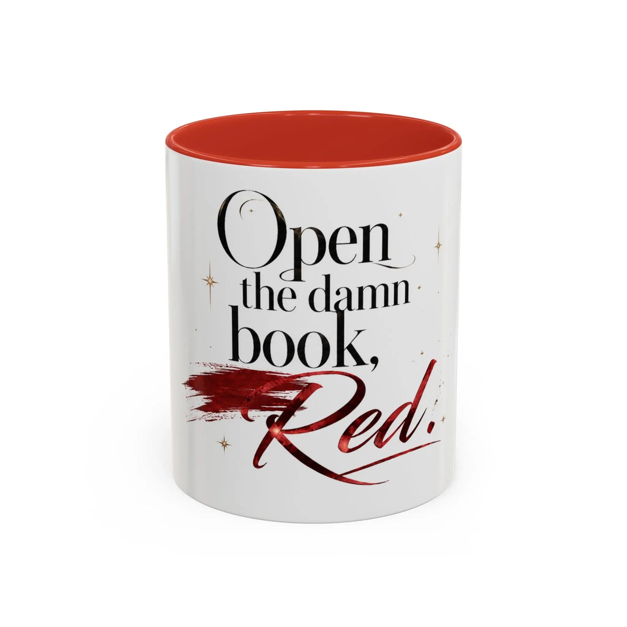 Open the Damn Book, Red. – Bookish Ceramic Mug Printify