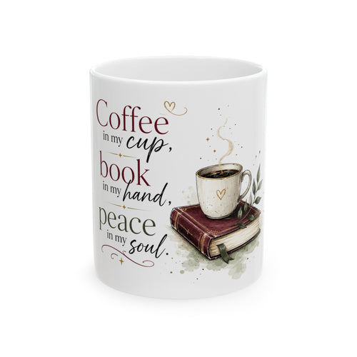 "Coffee, Book, Peace" Bookish Mug 11oz