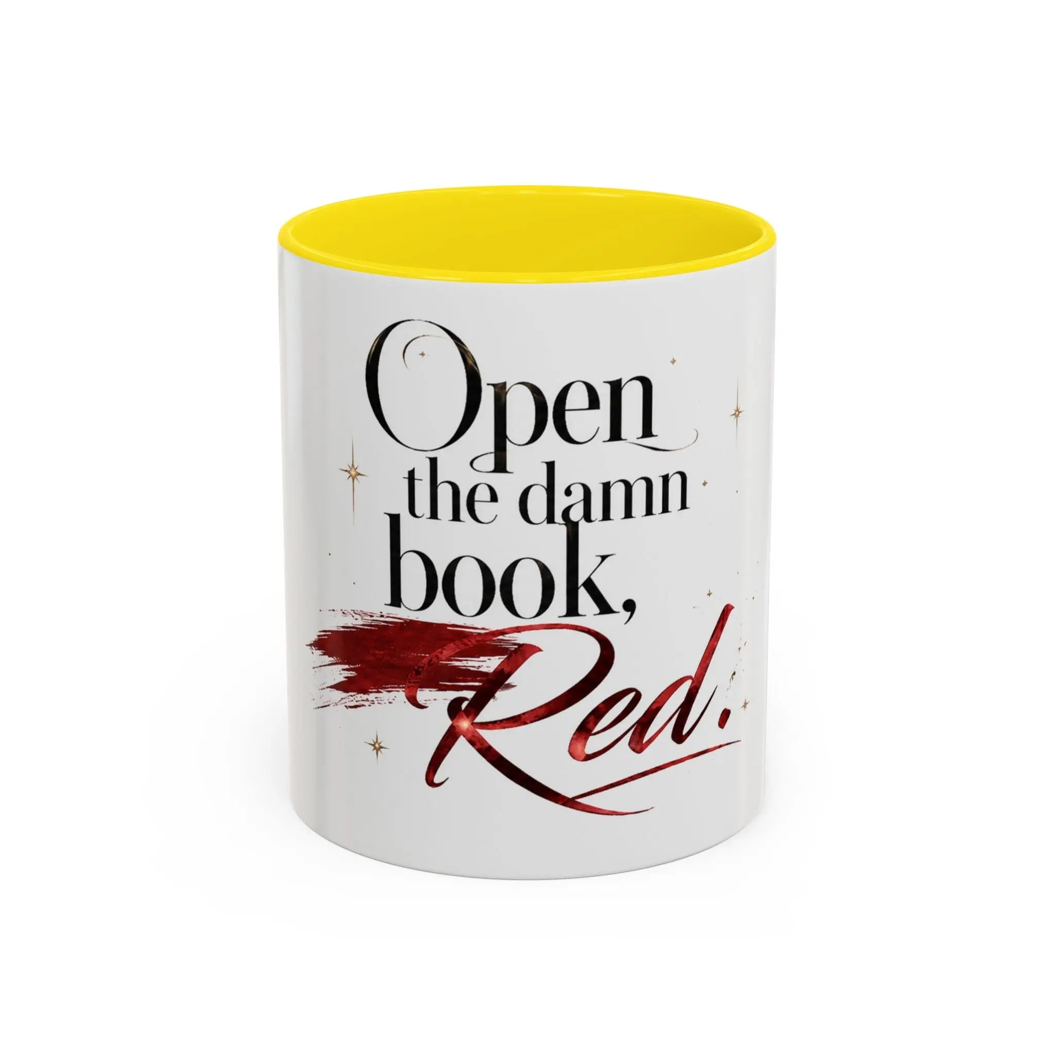 Open the Damn Book, Red. – Bookish Ceramic Mug Printify