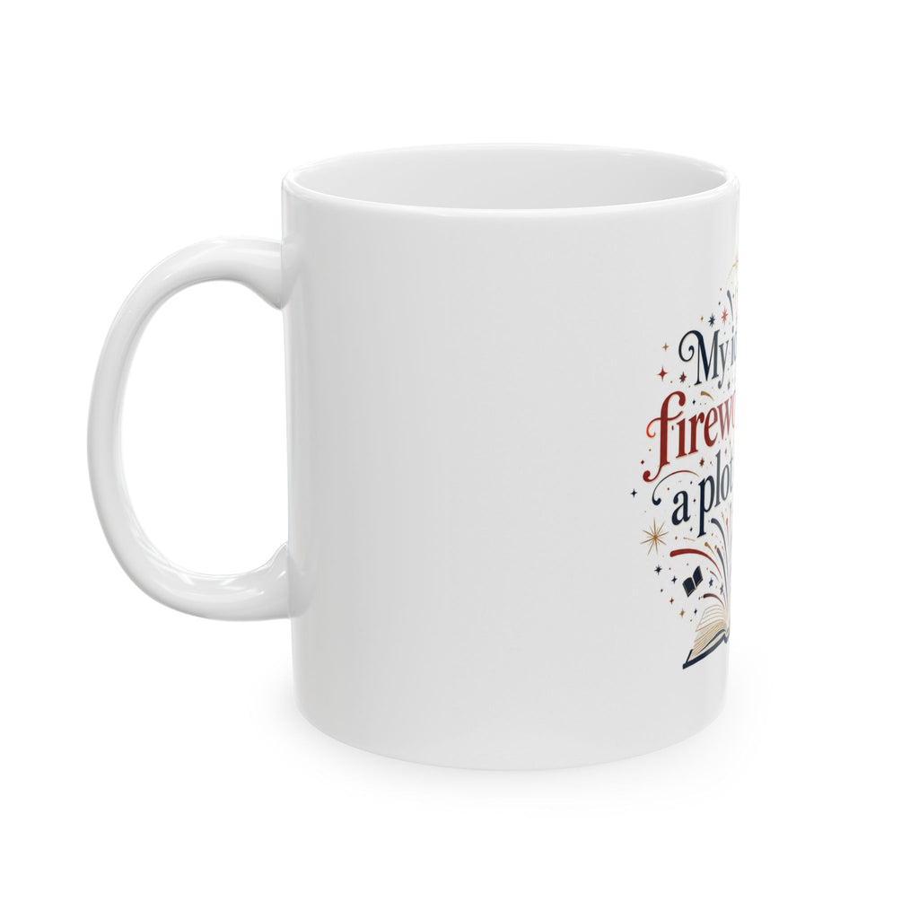 "My Idea of Fireworks Is a Plot Twist" Bookish Mug 11oz