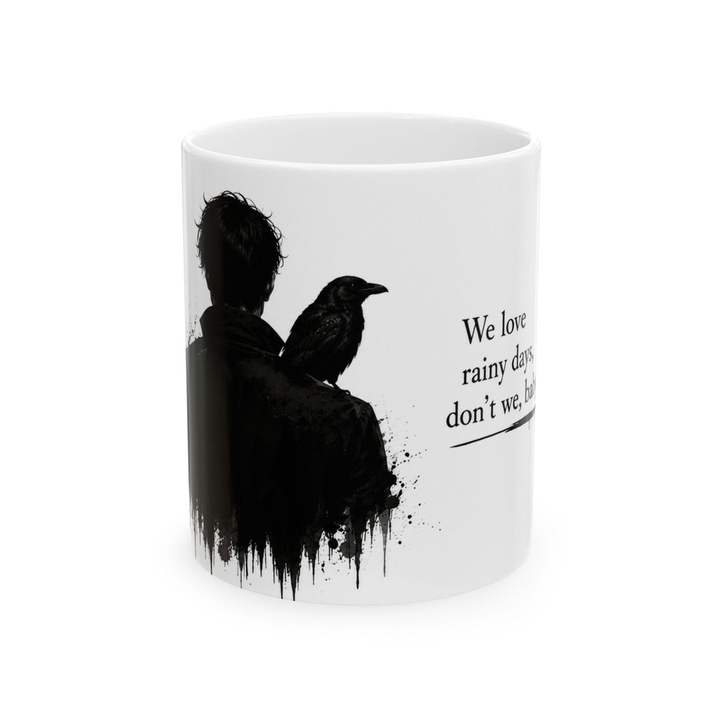 Gothic Raven Ceramic Mug – Dark Romance Coffee Cup