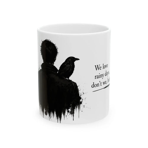 Gothic Raven Ceramic Mug – Dark Romance Coffee Cup Printify