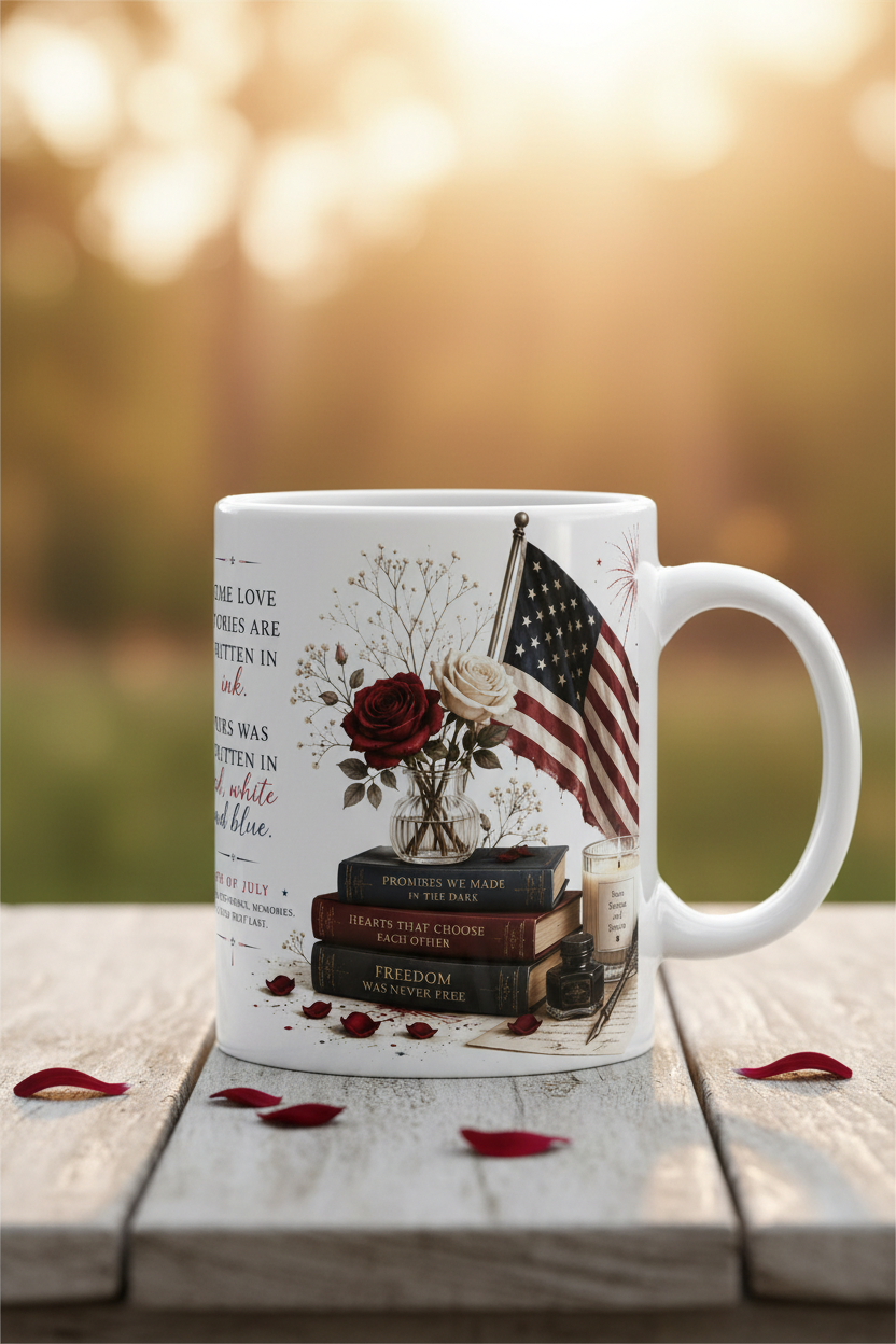 "Some Love Stories Are Written in Red, White & Blue" Mug 11oz