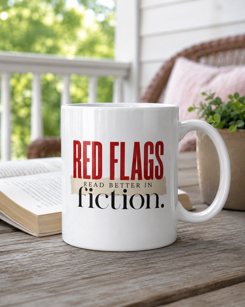 "Red Flags Read Better in Fiction" Bookish Mug 11oz