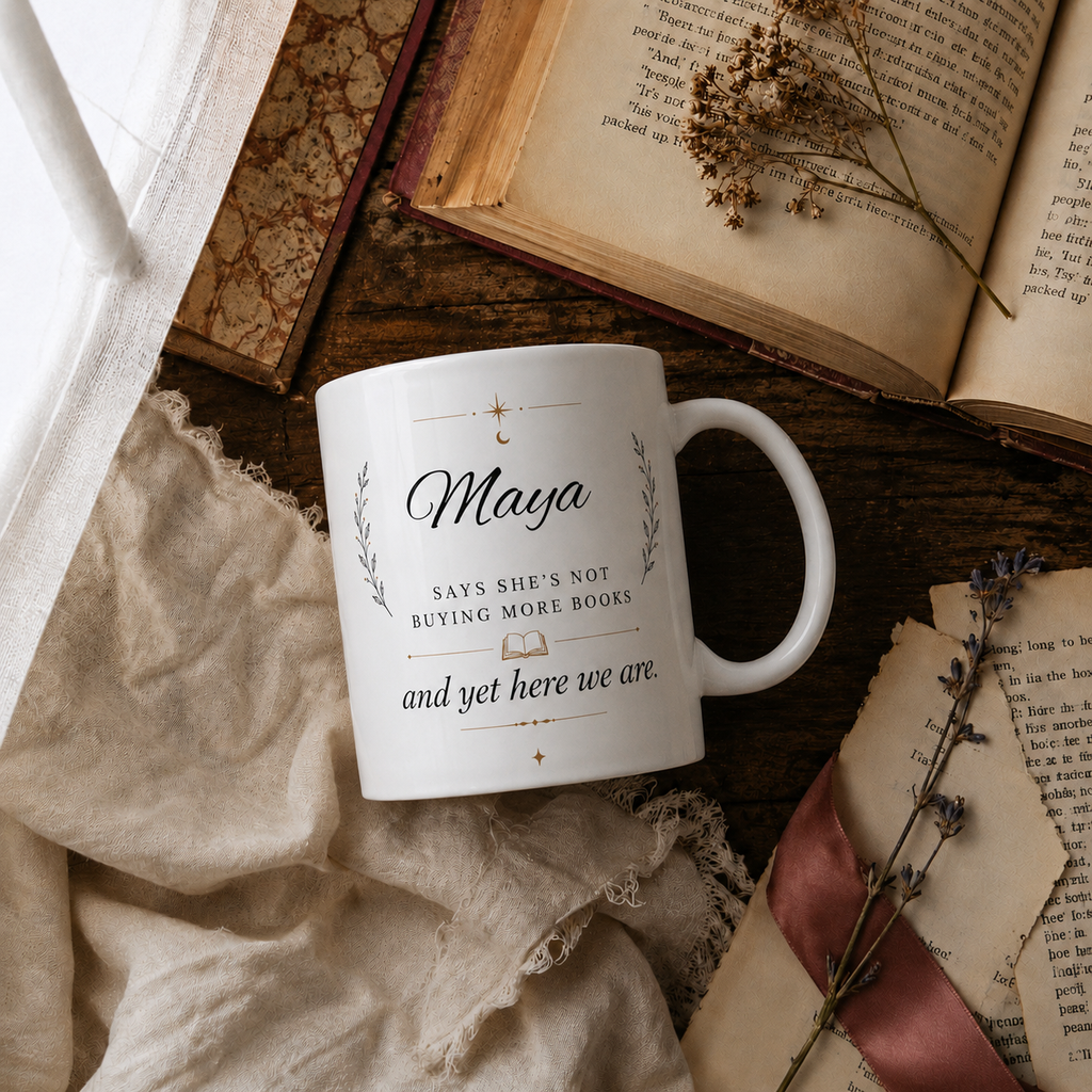 Says She's Not Buying More Books – Personalized Bookish Ceramic Mug