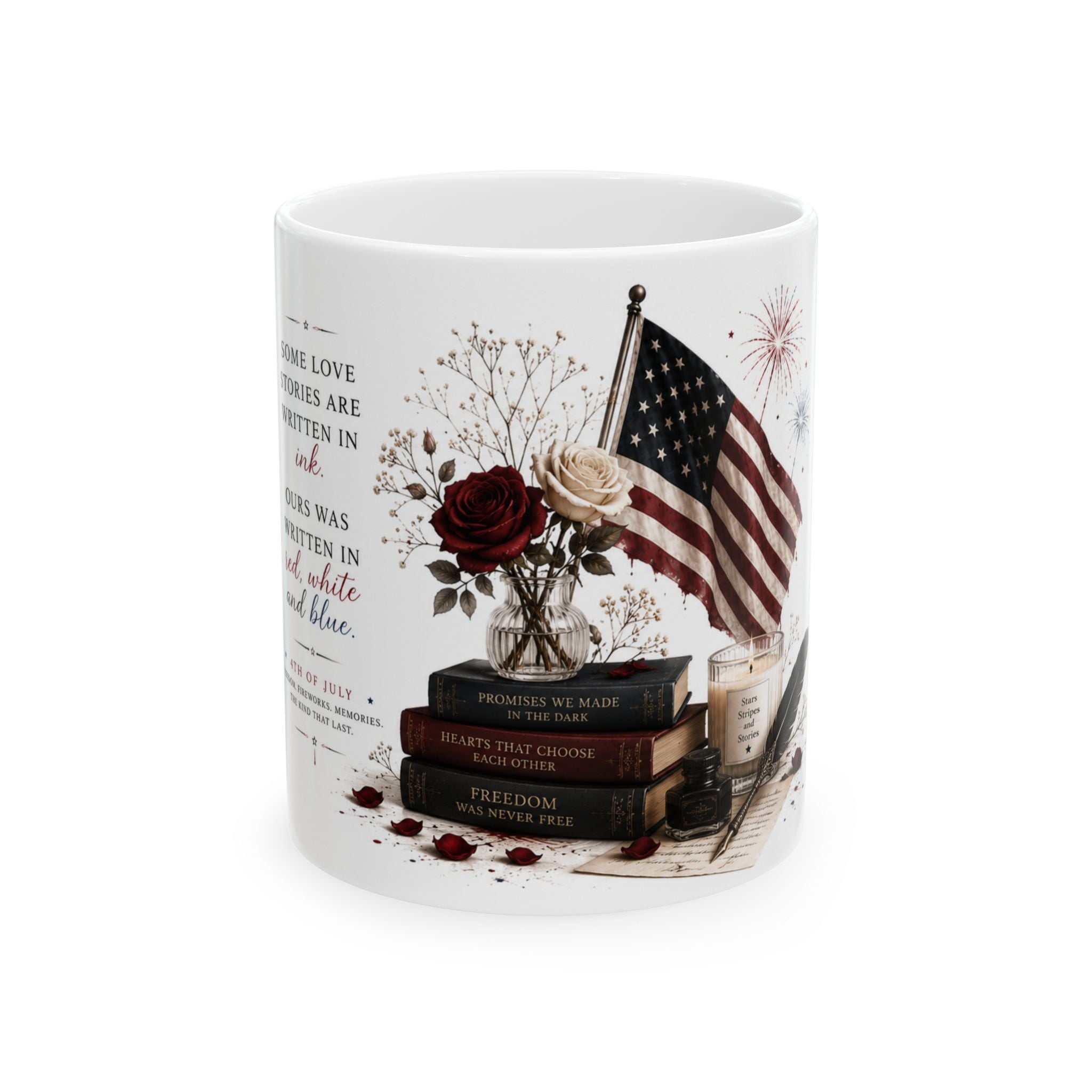 "Some Love Stories Are Written in Red, White & Blue" Mug 11oz