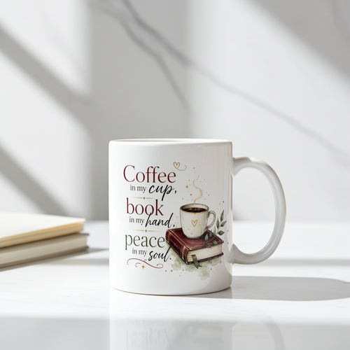 "Coffee, Book, Peace" Bookish Mug 11oz