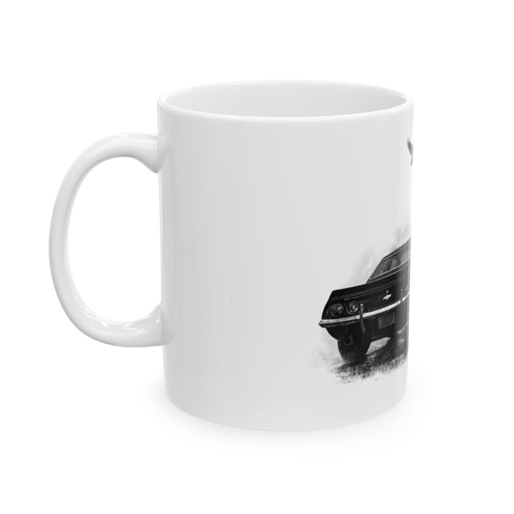 Raven & Car Mug – Dark Aesthetic Design