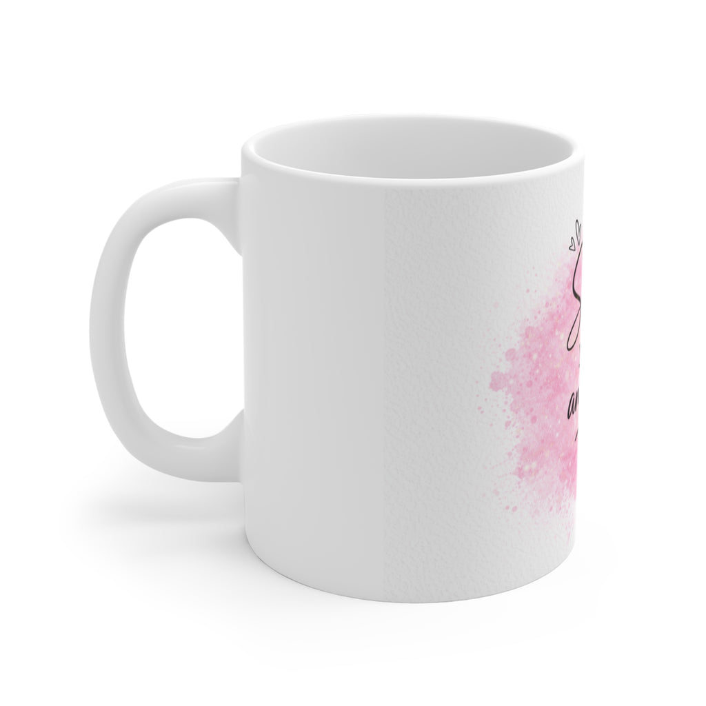 Inspirational Coffee Mug — "Smile, You Are Amazing" Pink Watercolor