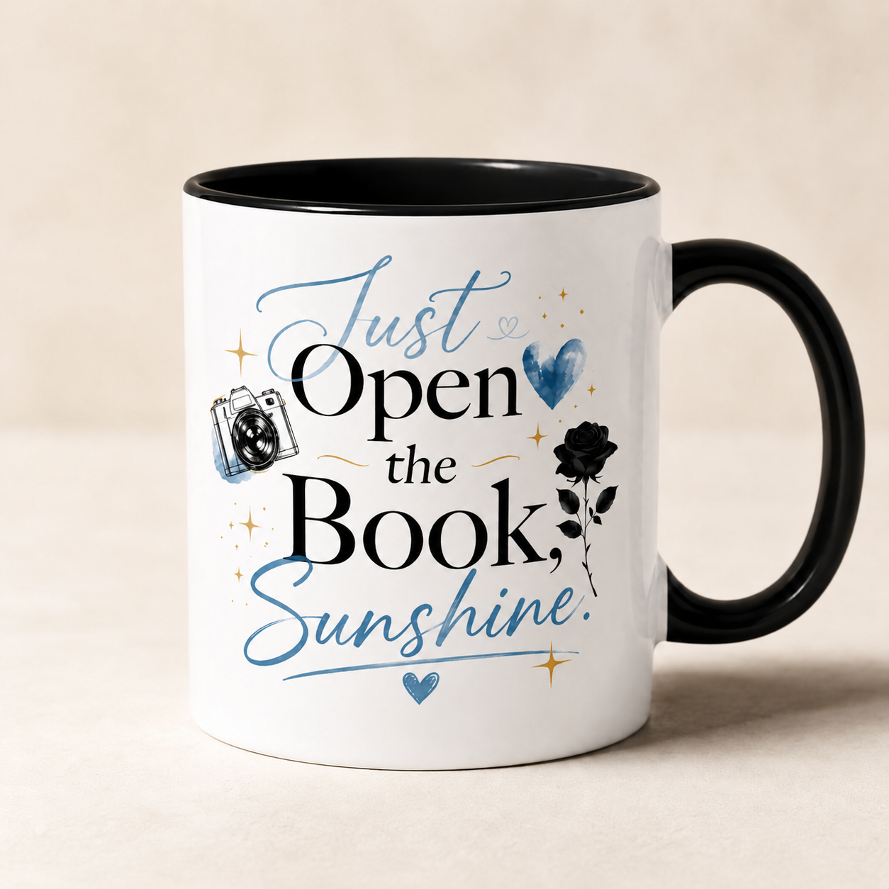 Just Open the Book, Sunshine – Bookish Ceramic Mug