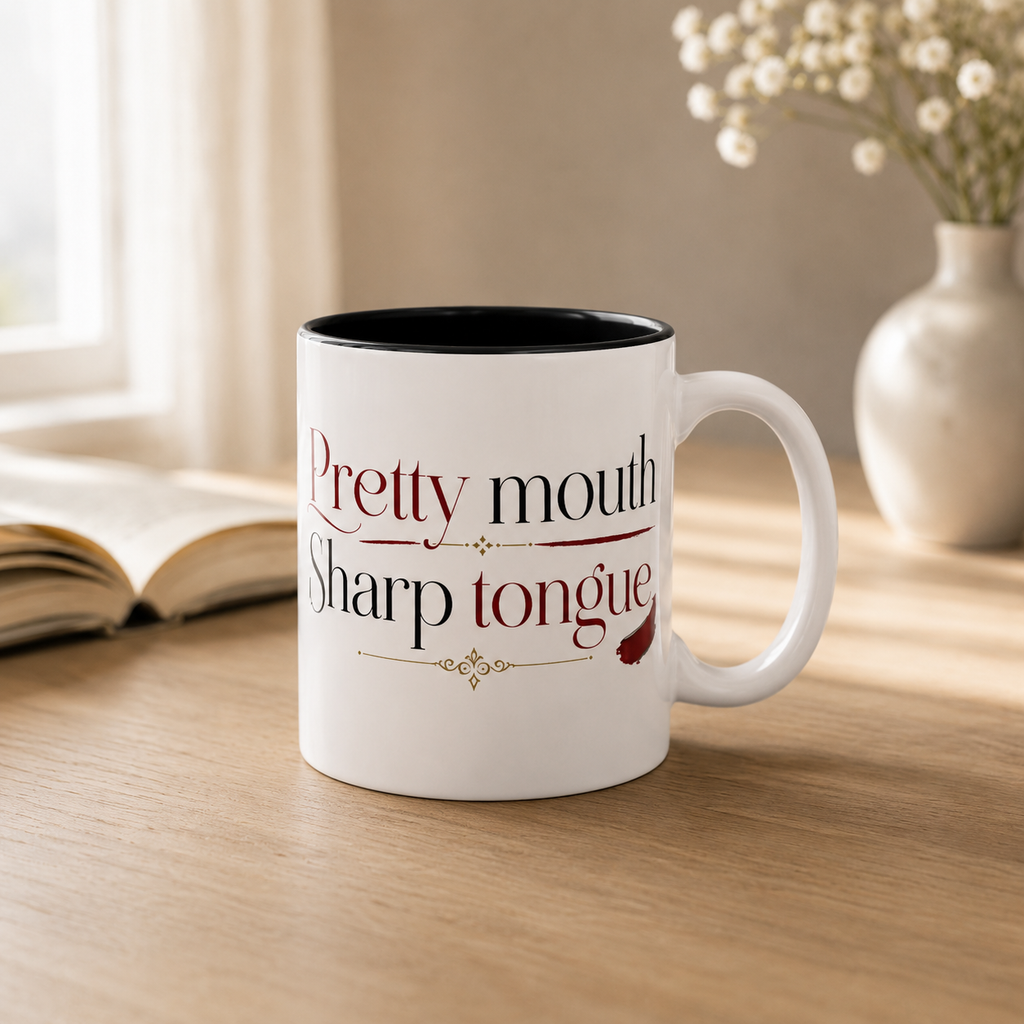Pretty Mouth. Sharp Tongue. – Bookish Ceramic Mug