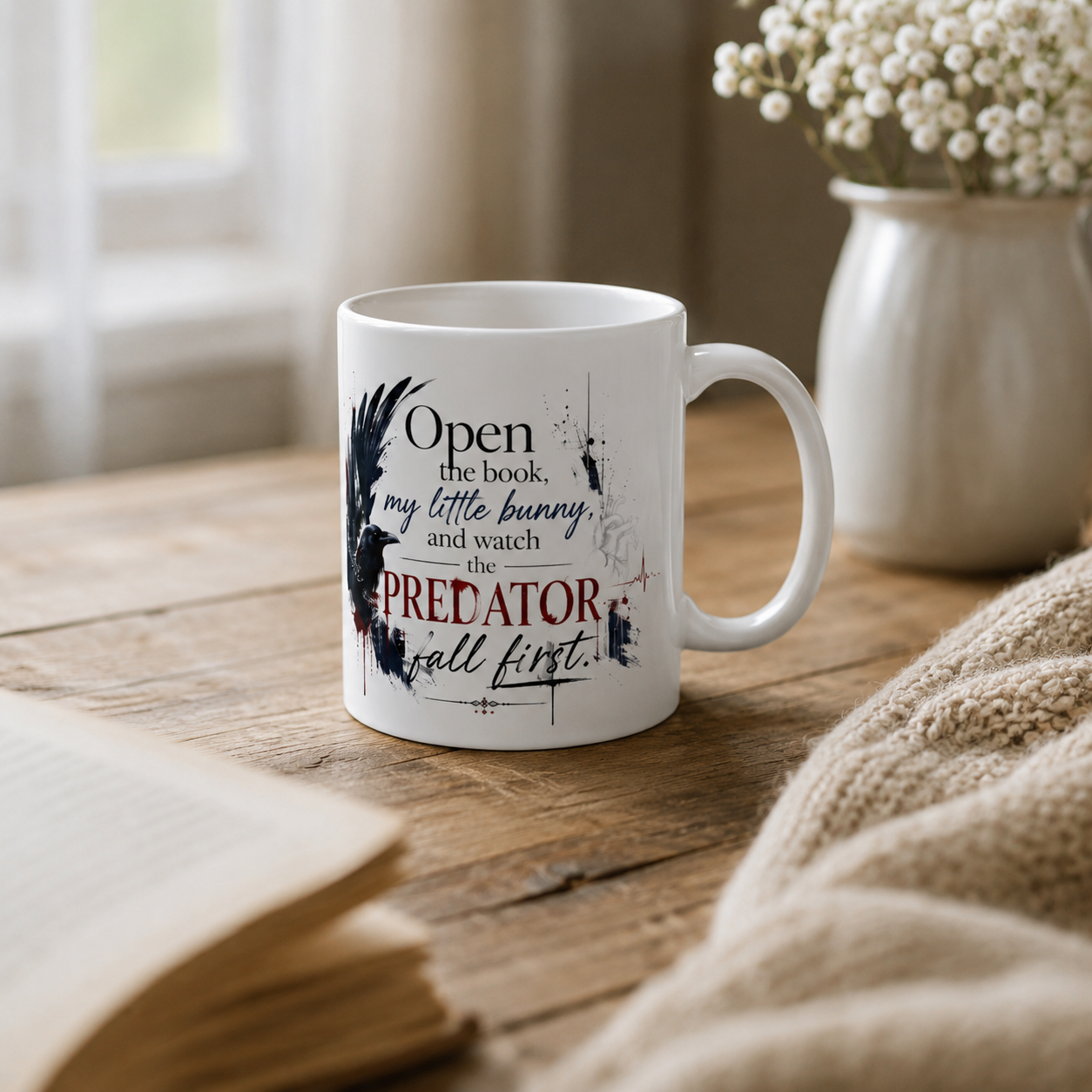 Open the Book, My Little Bunny – Dark Romance Ceramic Mug