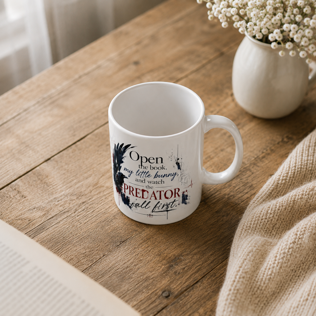 Open the Book, My Little Bunny – Dark Romance Ceramic Mug