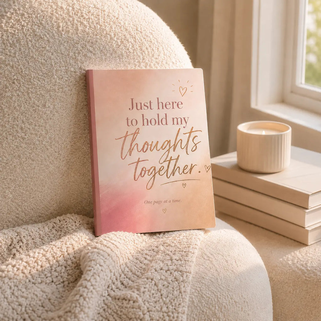 Just Here to Hold My Thoughts Together – Bookish Softcover Journal Printify