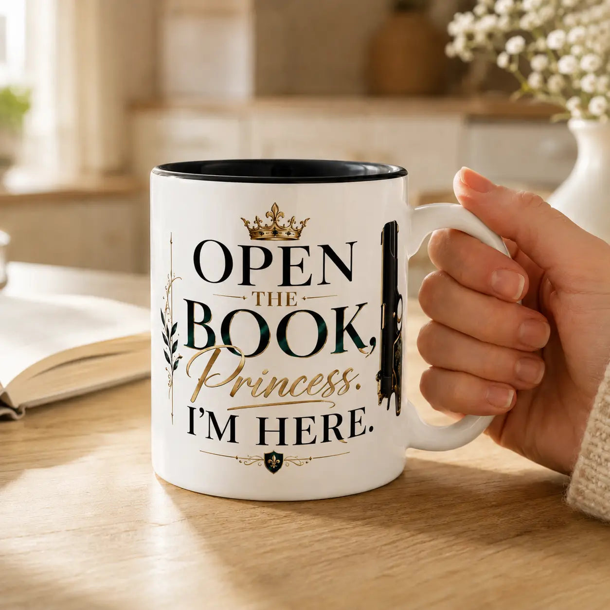 Open the Book, Princess. I'm Here. – Bookish Ceramic Mug Printify
