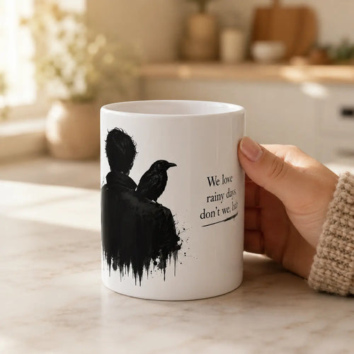 Gothic Raven Ceramic Mug – Dark Romance Coffee Cup Printify